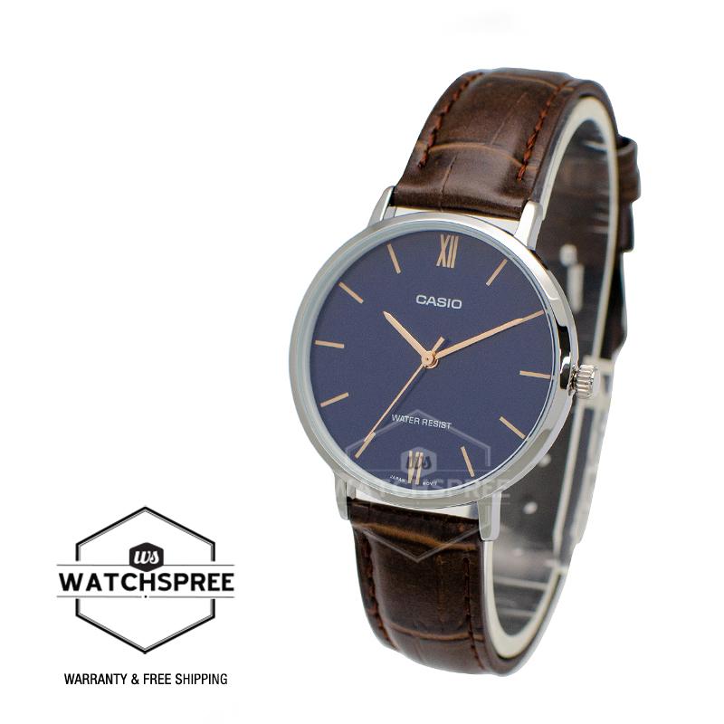 Casio Ladies' Analog Dark Brown Leather Band Watch LTPVT01L-2B LTP-VT01L-2B