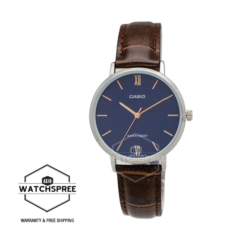 Casio Ladies' Analog Dark Brown Leather Band Watch LTPVT01L-2B LTP-VT01L-2B