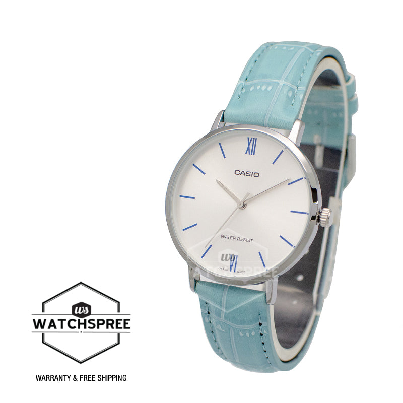 Casio Ladies' Analog Blue Leather Band Watch LTPVT01L-7B3 LTP-VT01L-7B3
