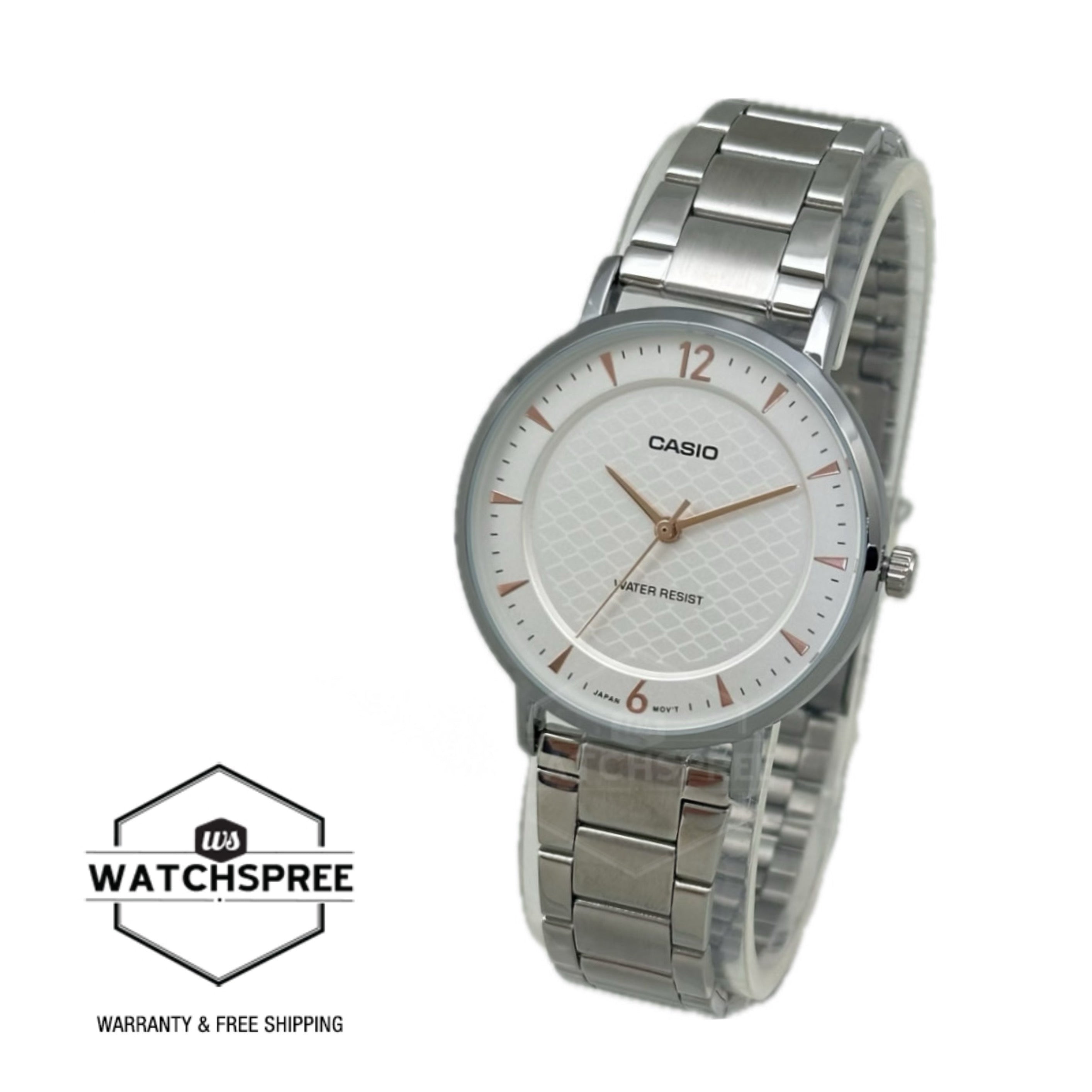 Casio Ladies' Analog Stainless Steel Band Watch LTPVT04D-7A LTP-VT04D-7A