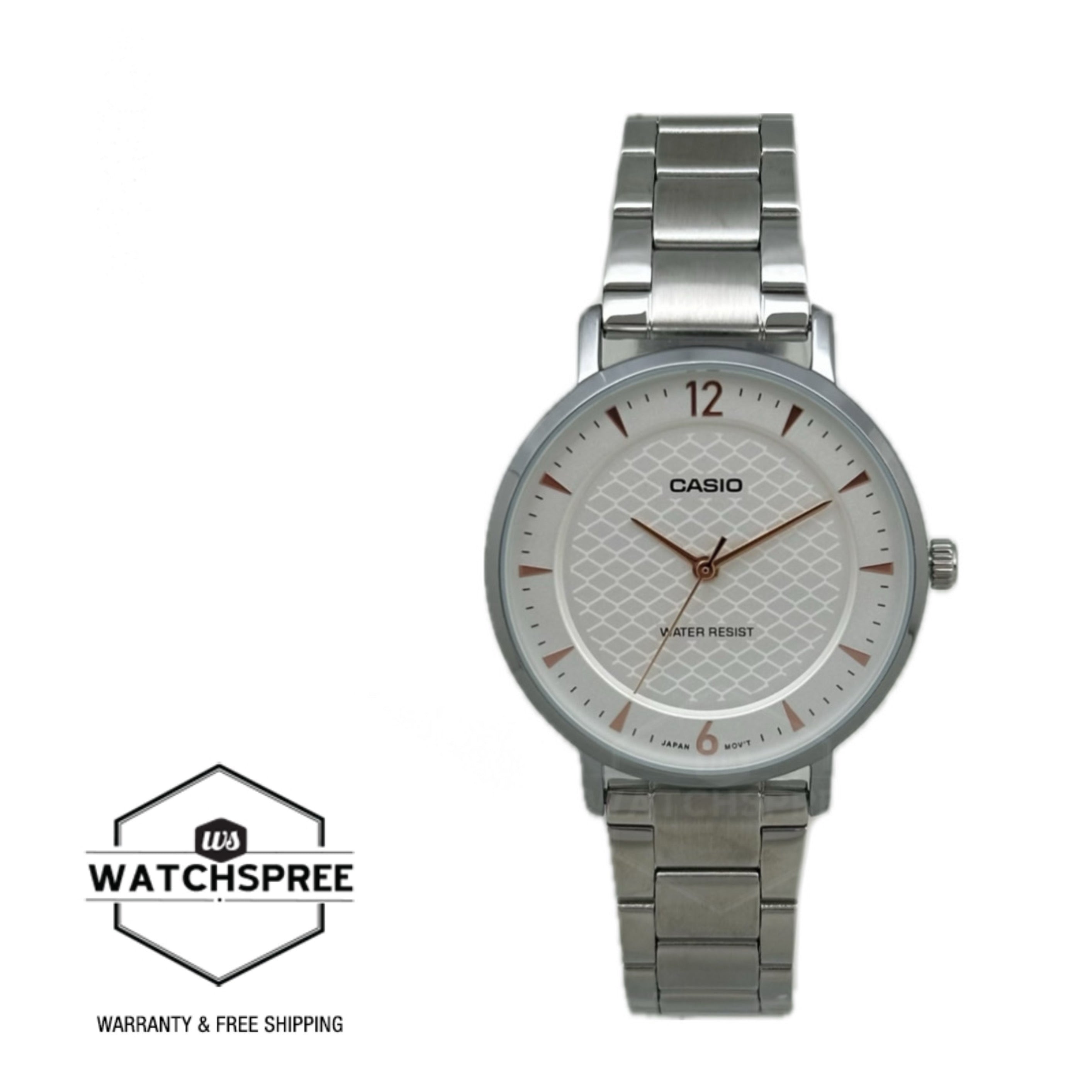 Casio Ladies' Analog Stainless Steel Band Watch LTPVT04D-7A LTP-VT04D-7A