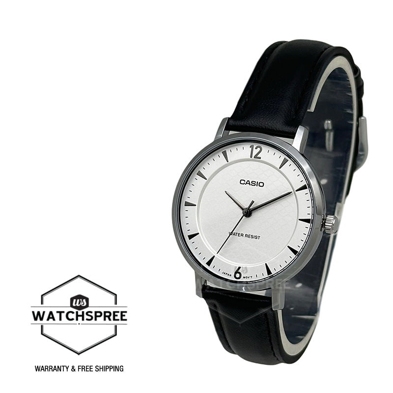 Casio Ladies' Analog Black Leather Strap Watch LTPVT04L-7A2 LTP-VT04L-7A2