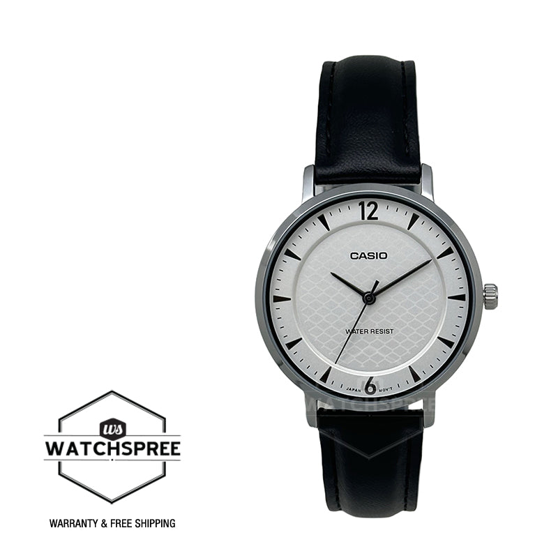 Casio Ladies' Analog Black Leather Strap Watch LTPVT04L-7A2 LTP-VT04L-7A2