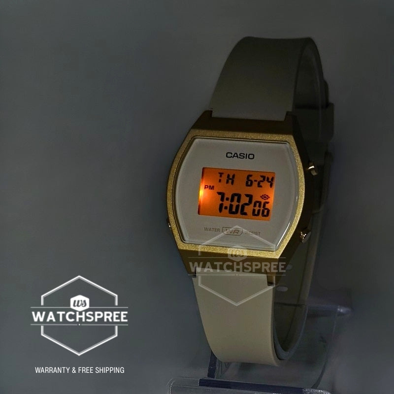 Casio Digital Cream Resin Band Watch LW204-9A LW-204-9A [Kids]