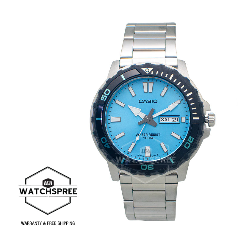Casio Men's Analog Sporty Stainless Steel Band Watch MTD125D-2A3 MTD-125D-2A3