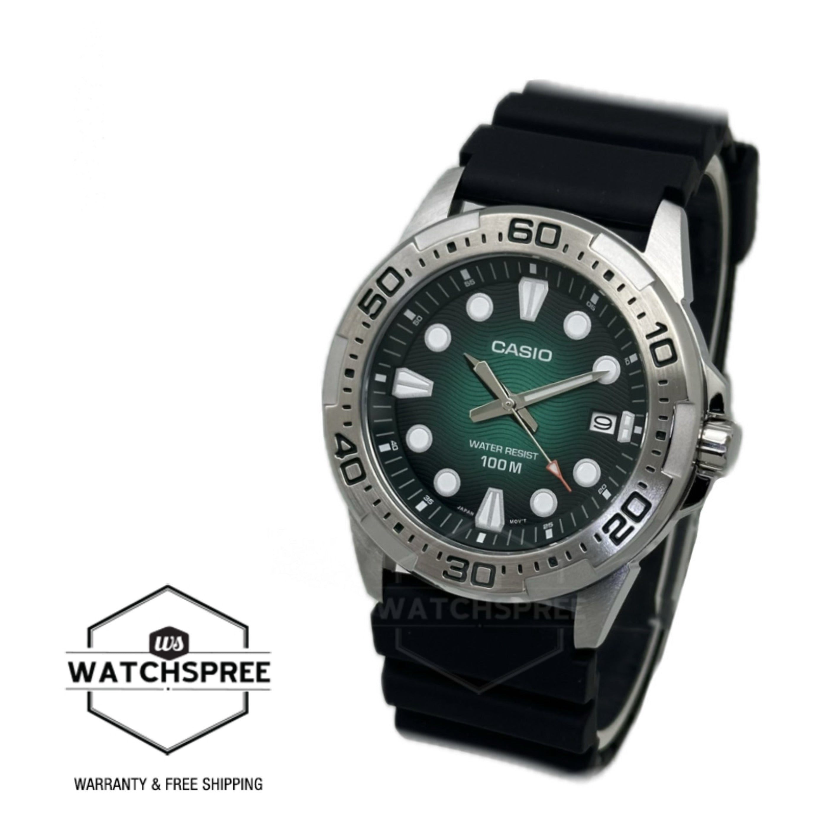Casio Men's Analog Marine Sports Black Resin Band Watch MTD140-3A MTD-140-3A