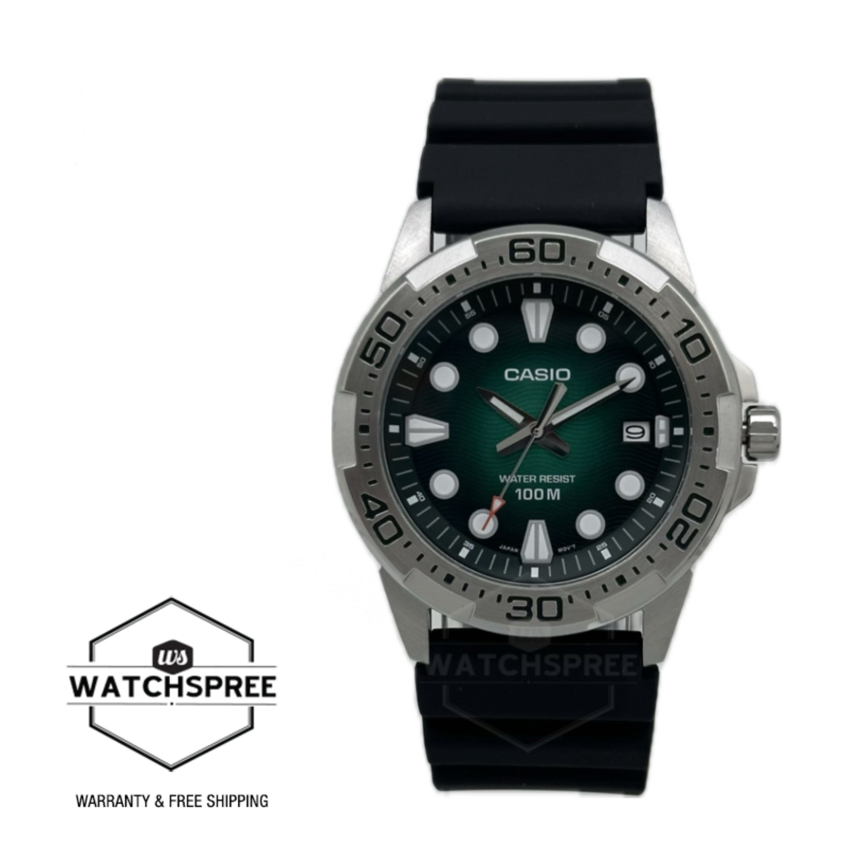 Casio Men's Analog Marine Sports Black Resin Band Watch MTD140-3A MTD-140-3A
