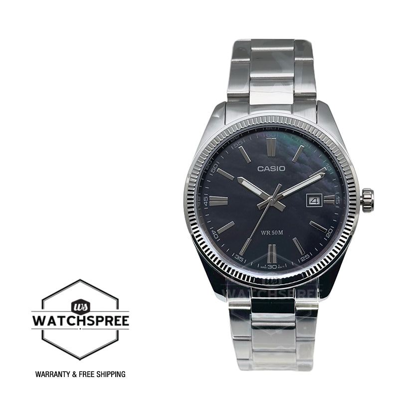 Casio Men's Analog Mother of Pearl Dial Stainless Steel Band Watch MTP1302DS-1A MTP-1302DS-1A