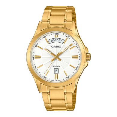 Casio Men's Analog Gold Ion Plated Stainless Steel Band Watch MTP1381GD-7A MTP-1381GD-7A