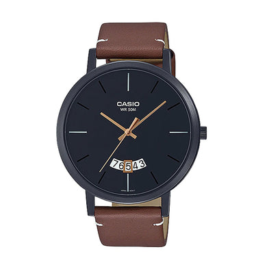 Casio Men's Analog Brown Leather Strap Watch MTPB100BL-1E MTP-B100BL-1E