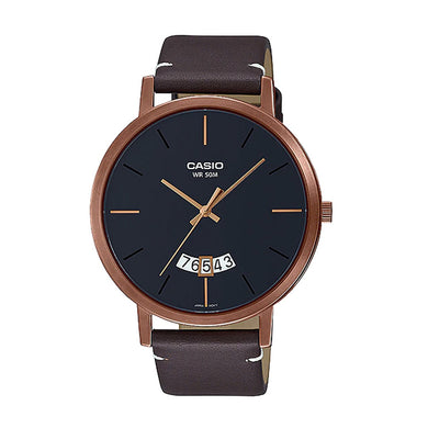 Casio Men's Analog Brown Leather Strap Watch MTPB100RL-1E MTP-B100RL-1E