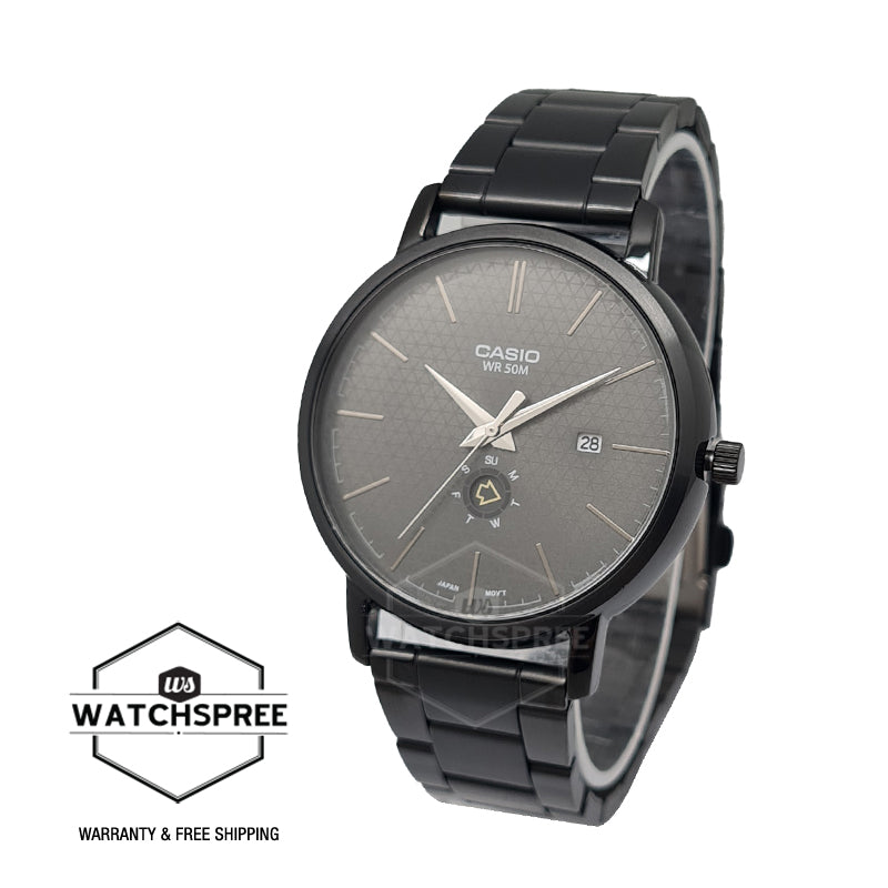 Casio Men's Analog Black Ion Plated Stainless Steel Band Watch MTPB125B-8A MTP-B125B-8A