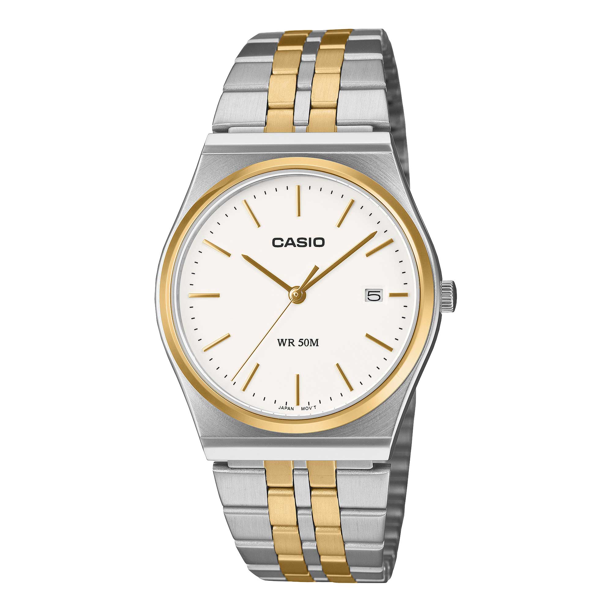 Casio Men's Analog Two-Tone Stainless Steel Band Watch MTPB145SG-7A MTP-B145SG-7A