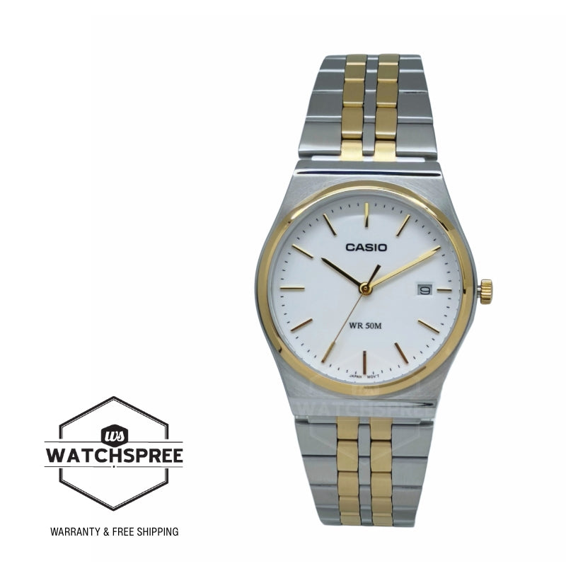 Casio Men's Analog Two-Tone Stainless Steel Band Watch MTPB145SG-7A MTP-B145SG-7A