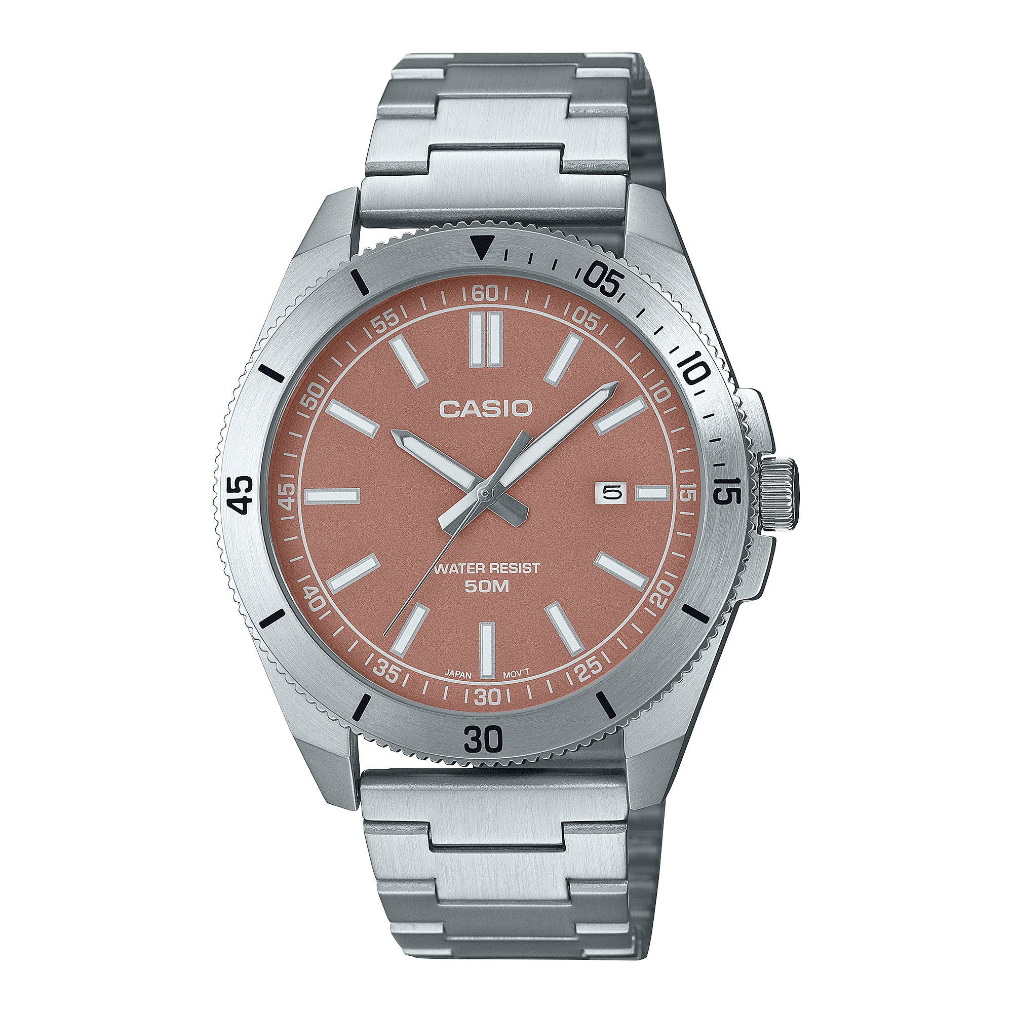 Casio Men's Analog Sporty Stainless Steel Band Watch MTPB155D-5E MTP-B155D-5E