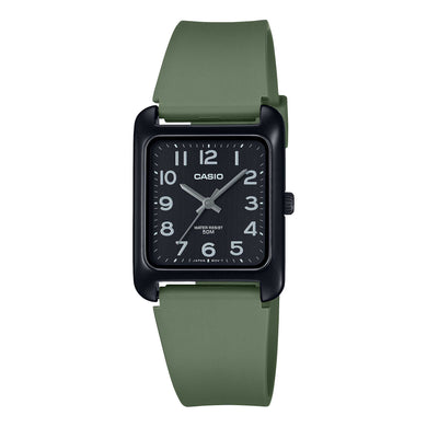 Casio Analog Square Dial Green Resin Band Watch MTPB175-3B MTP-B175-3B