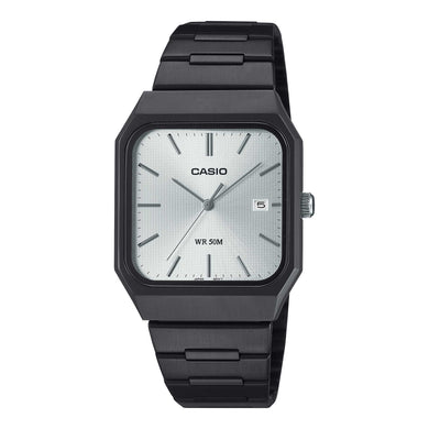 Casio Men's Analog Square Dial Black Ion Plated Stainless Steel Band Watch MTPB185B-7A MTP-B185B-7A