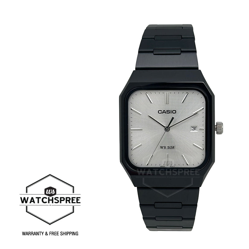 Casio Men's Analog Square Dial Black Ion Plated Stainless Steel Band Watch MTPB185B-7A MTP-B185B-7A