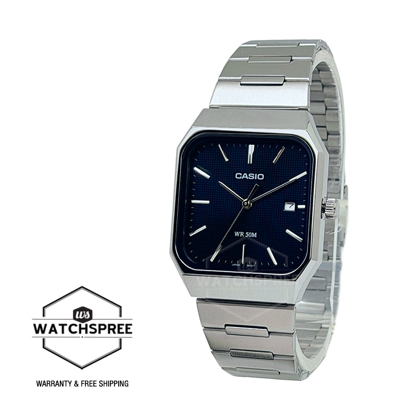 Casio Men's Analog Square Dial Black Leather Strap Watch MTPB190L-2B MTP-B190L-2B