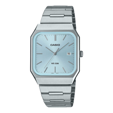 Casio Men's Analog Square Dial Stainless Steel Band Watch MTPB185D-2A2 MTP-B185D-2A2