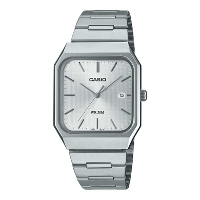 Casio Men's Analog Square Dial Stainless Steel Band Watch MTPB185D-7A MTP-B185D-7A