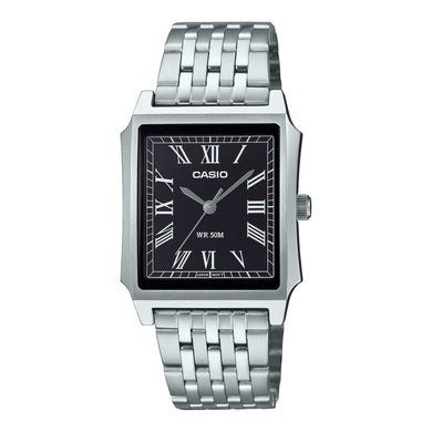 Casio Men's Analog Square Dial Stainless Steel Band Watch MTPB190D-1B MTP-B190D-1B