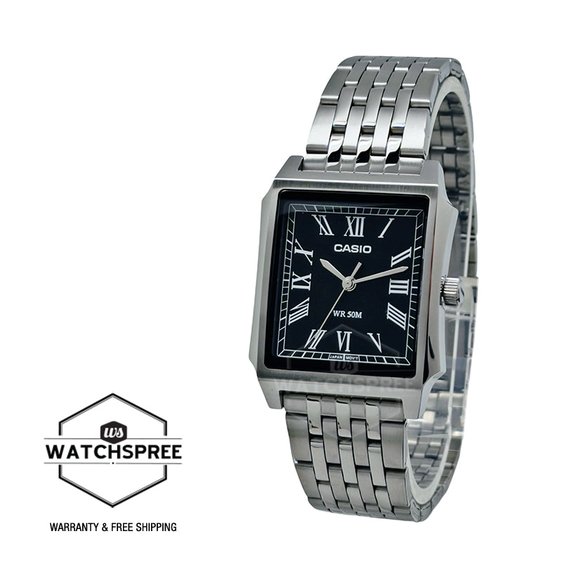 Casio Men's Analog Square Dial Stainless Steel Band Watch MTPB190D-1B MTP-B190D-1B