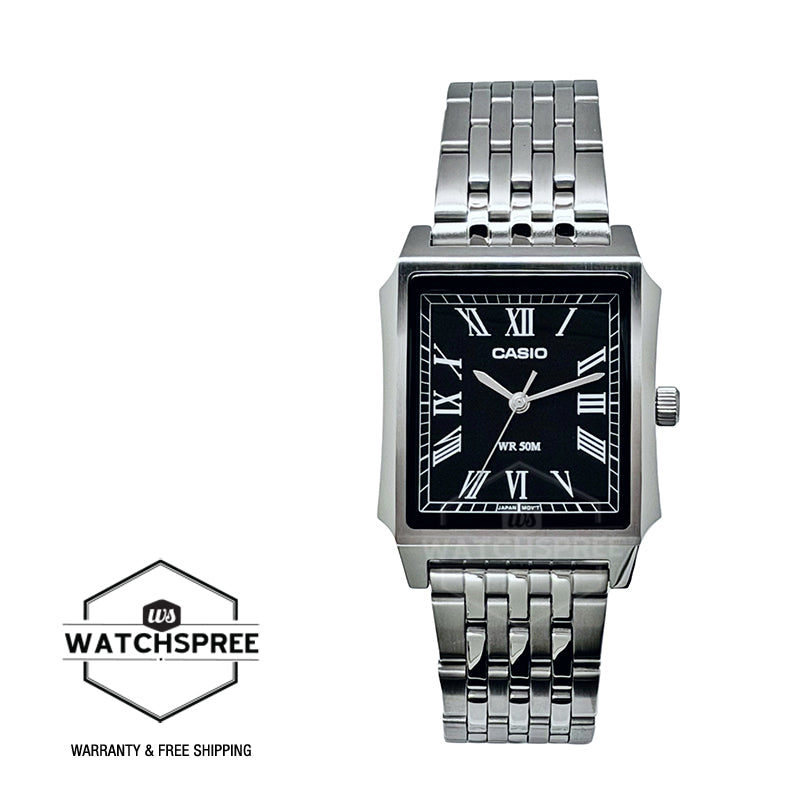 Casio Men's Analog Square Dial Stainless Steel Band Watch MTPB190D-1B MTP-B190D-1B
