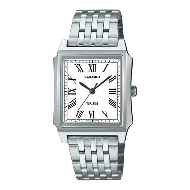 Casio Men's Analog Square Dial Stainless Steel Band Watch MTPB190D-7B MTP-B190D-7B