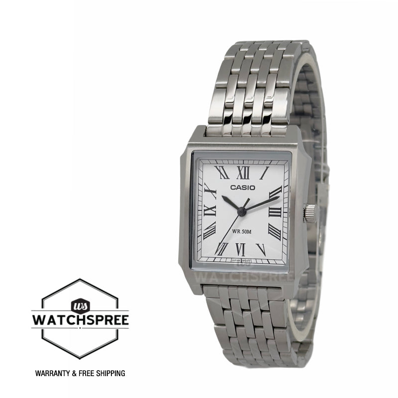Casio Men's Analog Square Dial Stainless Steel Band Watch MTPB190D-7B MTP-B190D-7B