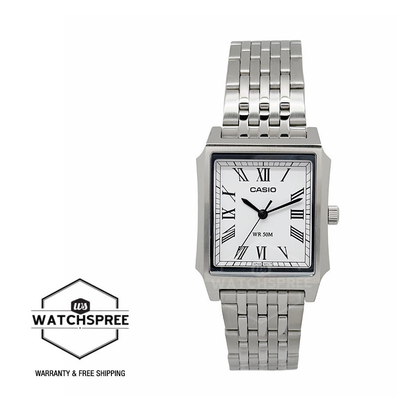 Casio Men's Analog Square Dial Stainless Steel Band Watch MTPB190D-7B MTP-B190D-7B