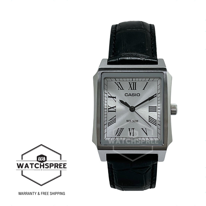 Casio Men's Analog Square Dial Black Leather Strap Watch MTPB190L-7B MTP-B190L-7B