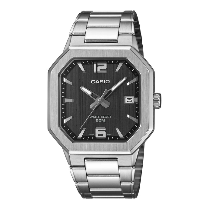 Casio Men's Analog Octagonal Dial Stainless Steel Band Watch MTPB195D-1A MTP-B195D-1A