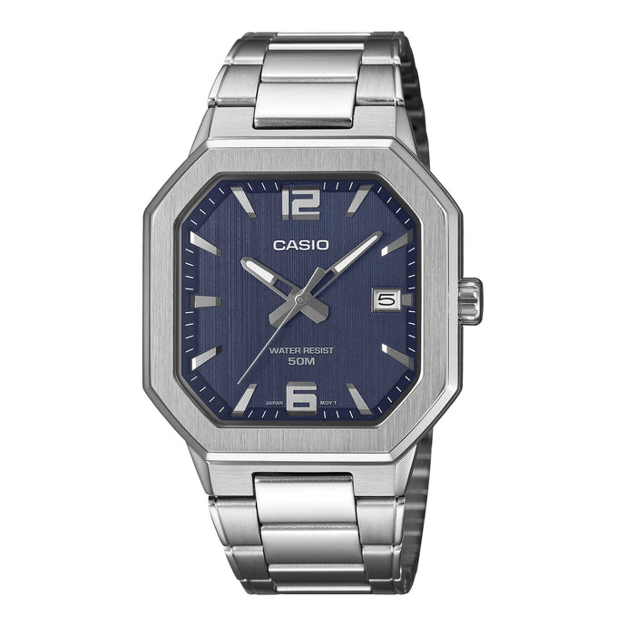 Casio Men's Analog Octagonal Dial Stainless Steel Band Watch MTPB195D-2A MTP-B195D-2A