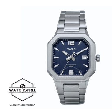 Casio Men's Analog Octagonal Dial Stainless Steel Band Watch MTPB195D-2A MTP-B195D-2A