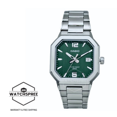 Casio Men's Analog Octagonal Dial Stainless Steel Band Watch MTPB195D-3A MTP-B195D-3A