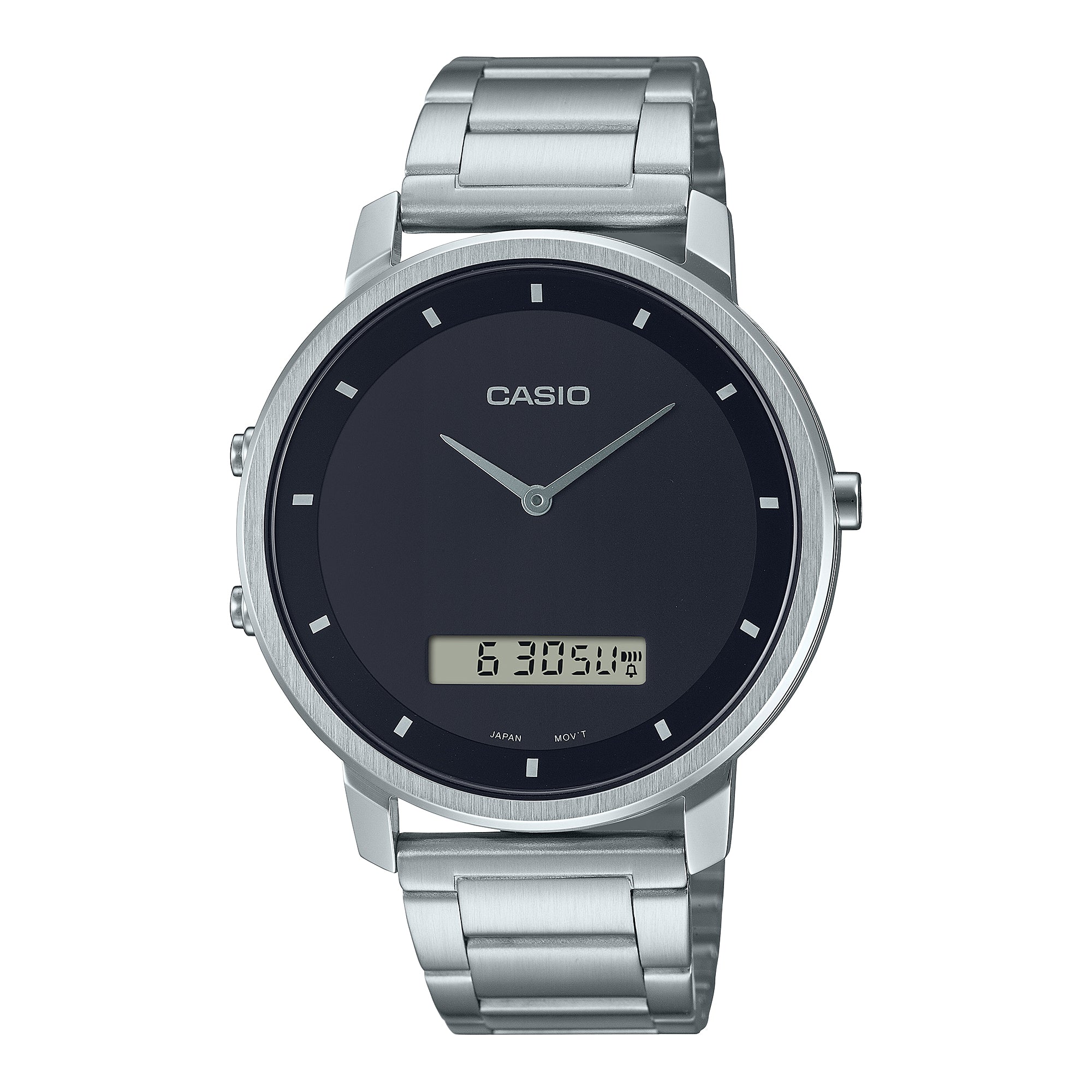 Casio Men's Analog-Digital Dual Time Stainless Steel Band Watch MTPB200D-1E MTP-B200D-1E