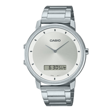 Casio Men's Analog-Digital Dual Time Stainless Steel Band Watch MTPB200D-7E MTP-B200D-7E