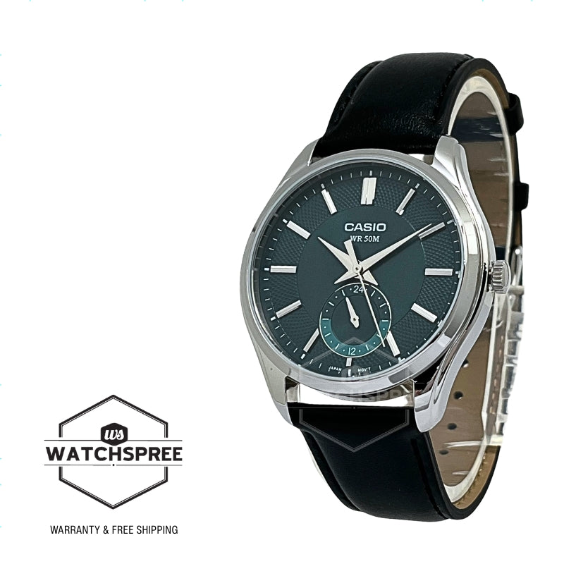 Casio Men's Analog Black Leather Strap Watch MTPB315L-3A MTP-B315L-3A