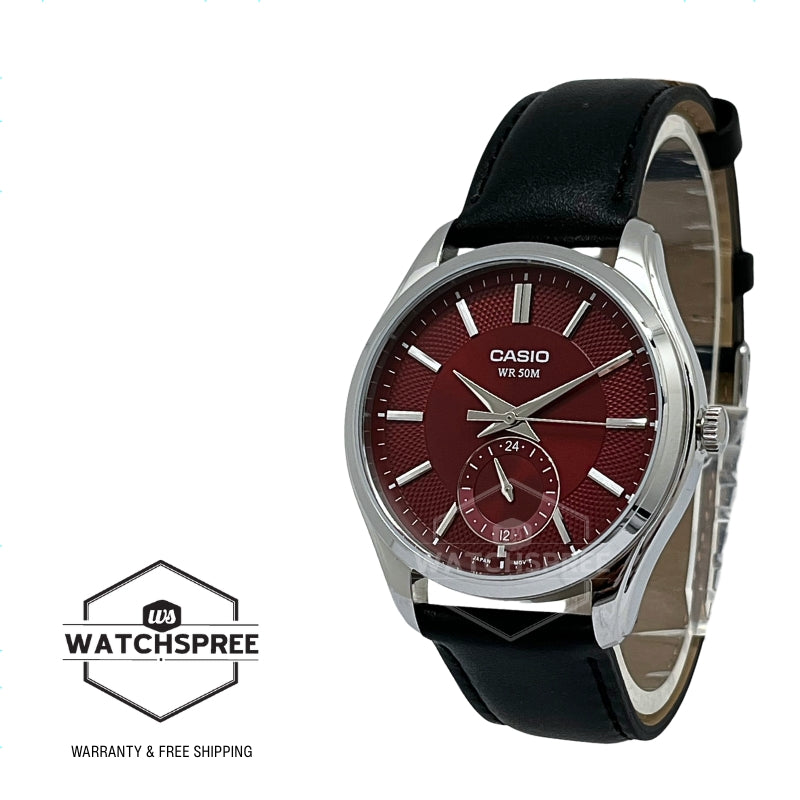 Casio Men's Analog Black Leather Strap Watch MTPB315L-4A MTP-B315L-4A