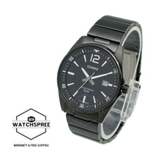 Load image into Gallery viewer, Casio Men&#39;s Analog Black Ion Plated Stainless Steel Band Watch MTPE170B-1B MTP-E170B-1B
