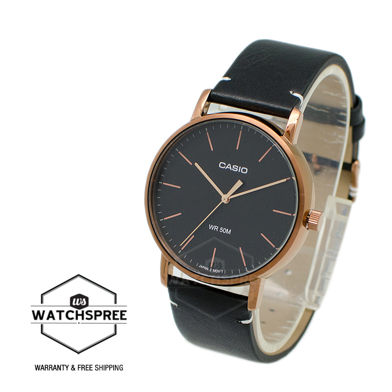 Casio Men's Analog Black Leather Strap Watch MTPE171RL-1E MTP-E171RL-1E