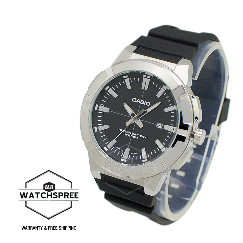 Casio Men's Analog Black Resin Band Watch MTPE172-1A MTP-E172-1A
