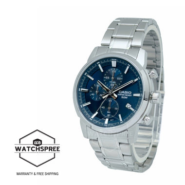 Casio Men's Analog Sporty Chronograph Stainless Steel Band Watch MTPE510D-2A2 MTP-E510D-2A2