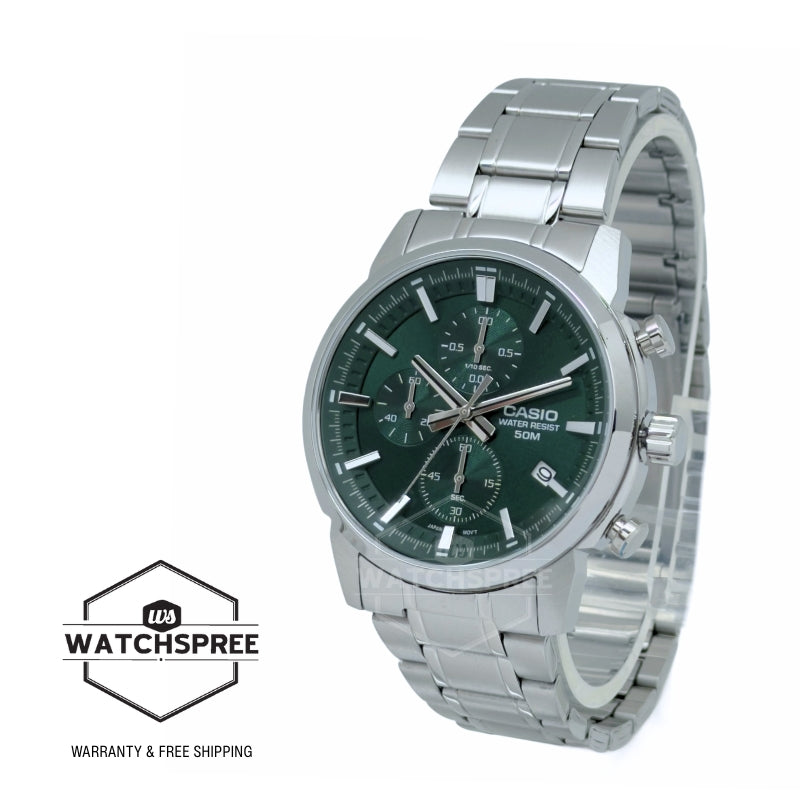 Casio Men's Analog Sporty Chronograph Stainless Steel Band Watch MTPE510D-3A MTP-E510D-3A