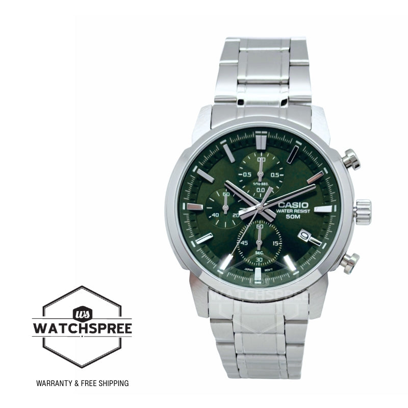 Casio Men's Analog Sporty Chronograph Stainless Steel Band Watch MTPE510D-3A MTP-E510D-3A