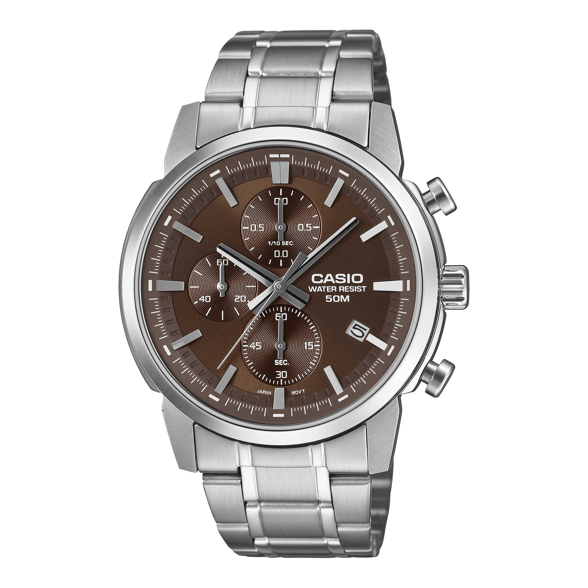 Casio Men's Analog Sporty Chronograph Stainless Steel Band Watch MTPE510D-5A MTP-E510D-5A