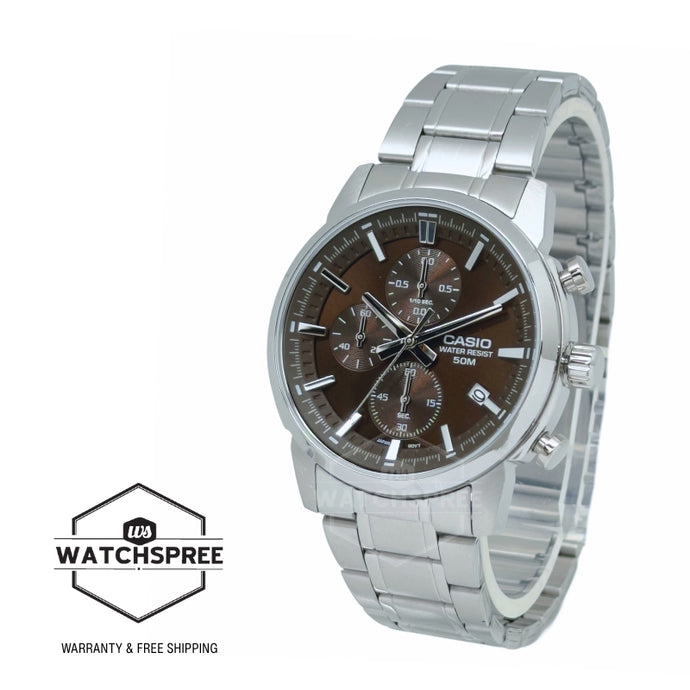 Casio Men's Analog Sporty Chronograph Stainless Steel Band Watch MTPE510D-5A MTP-E510D-5A