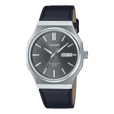 Casio Men's Analog Black Leather Strap Watch MTPE735L-8A MTP-E735L-8A
