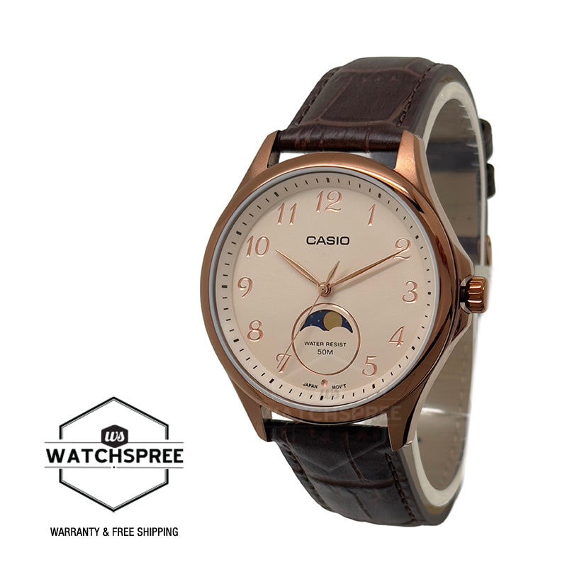 Casio Men's Analog Brown Leather Strap Watch MTPM110RL-5A MTP-M110RL-5A
